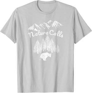 Nature Calls - Pooping Bear Blaze Orange Hunting Accessories T-Shirt - T-Shirt | Ash