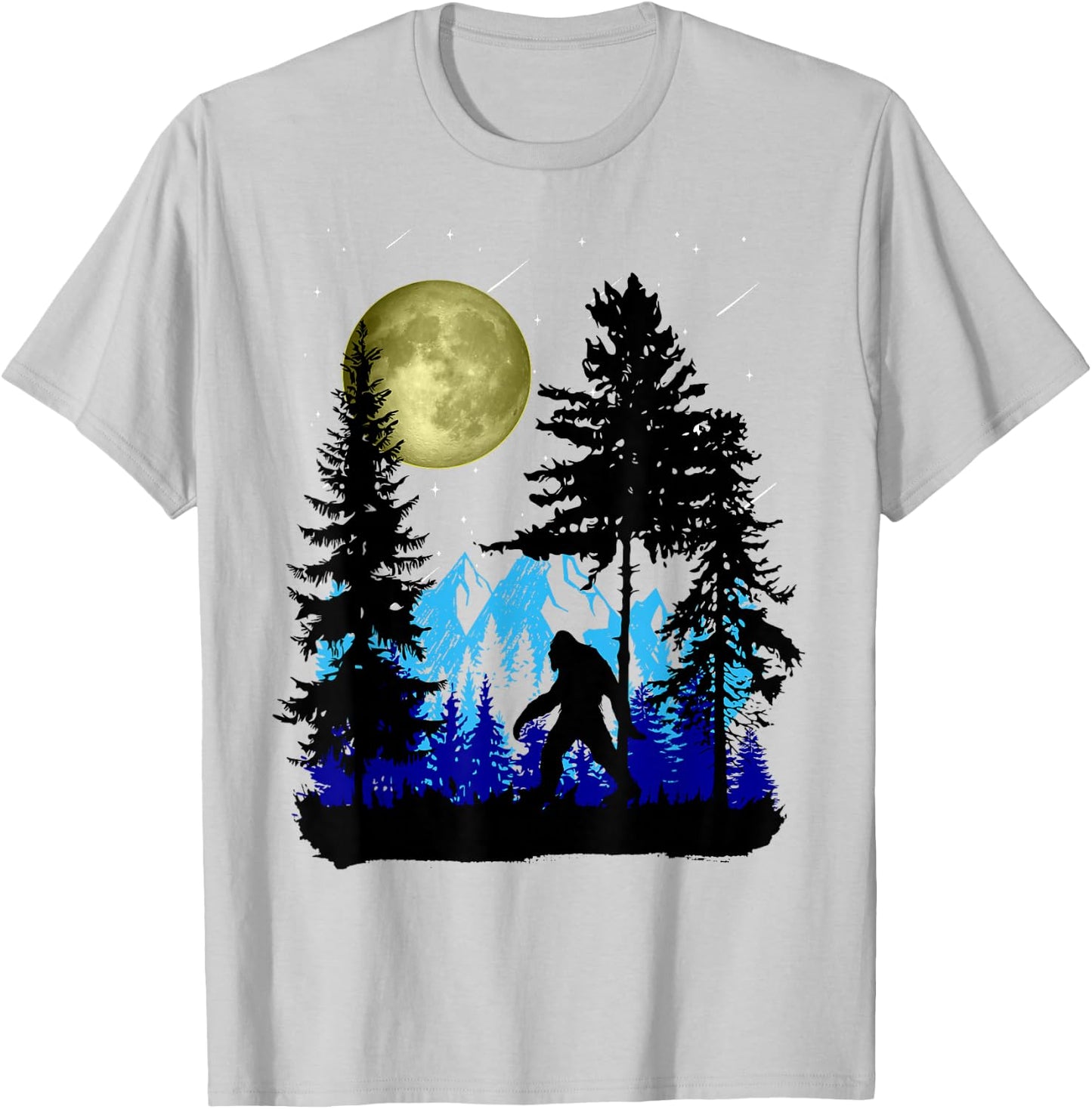 Bigfoot Hiding Under Full Moon for Sasquatch Lover T-Shirt - T-Shirt | Ash