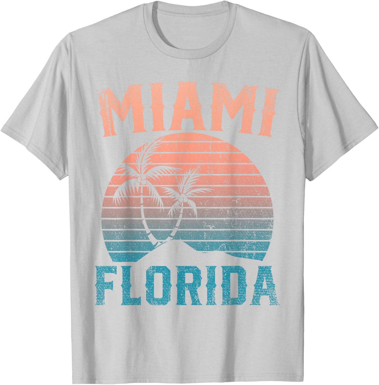 Miami Beach Tropical Summer Vacation Retro Miami Florida Men Women Kids T-Shirt - T-Shirt | Ash