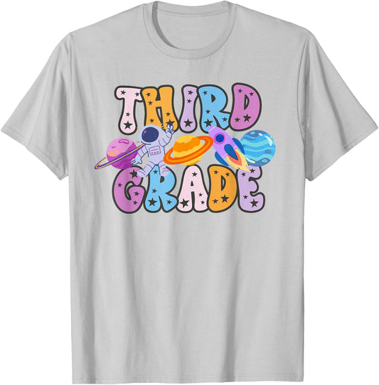 Third Grade Grade Outer Space Solar System Planet T-Shirt - T-Shirt | Ash