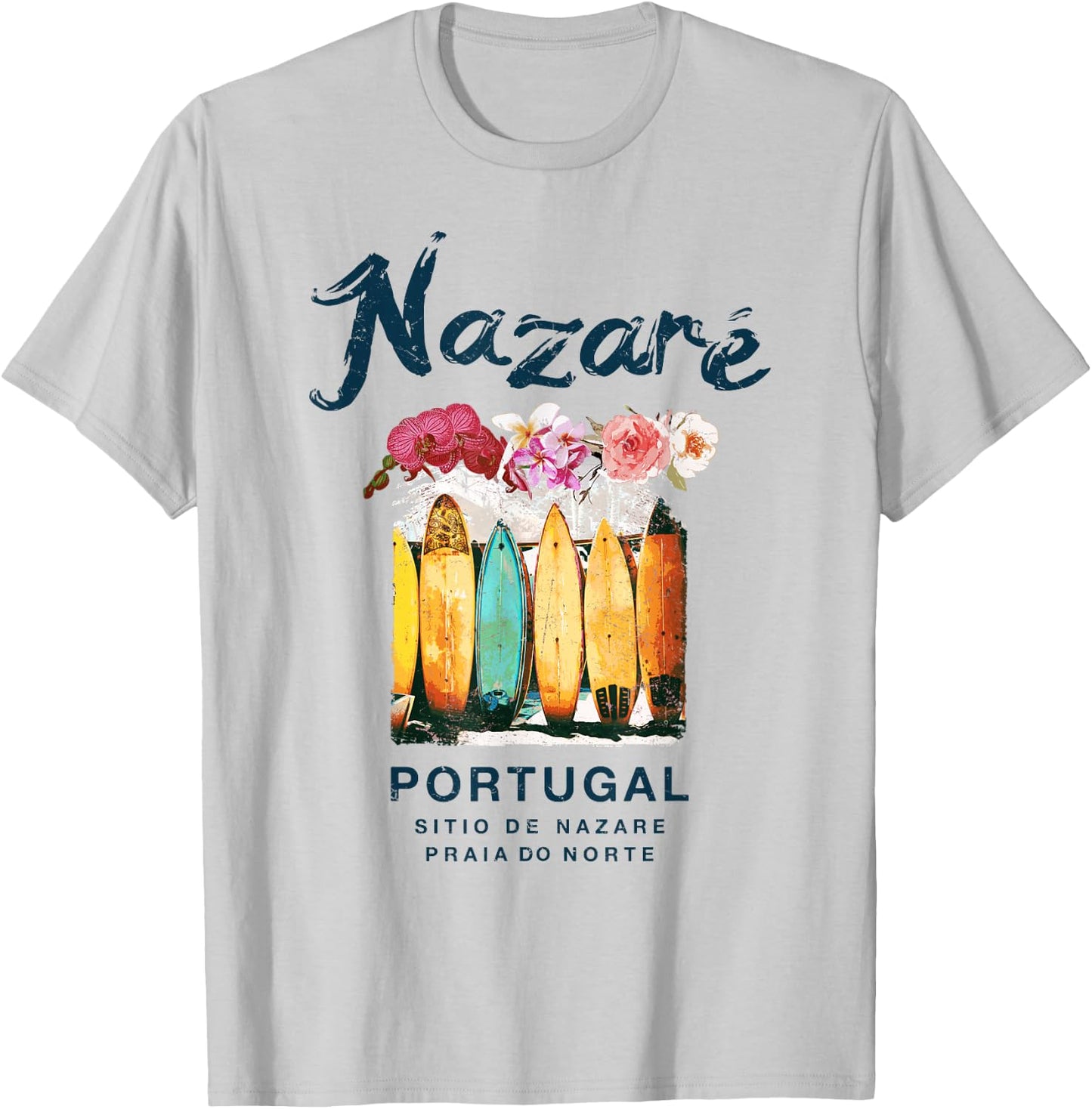 Nazare Portugal Surfing Vintage T-Shirt - T-Shirt | Ash