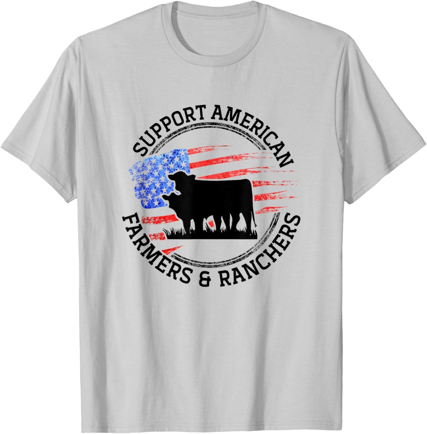 Support American Farmers & Ranchers Local Farmers Farming T-Shirt - T-Shirt | Ash