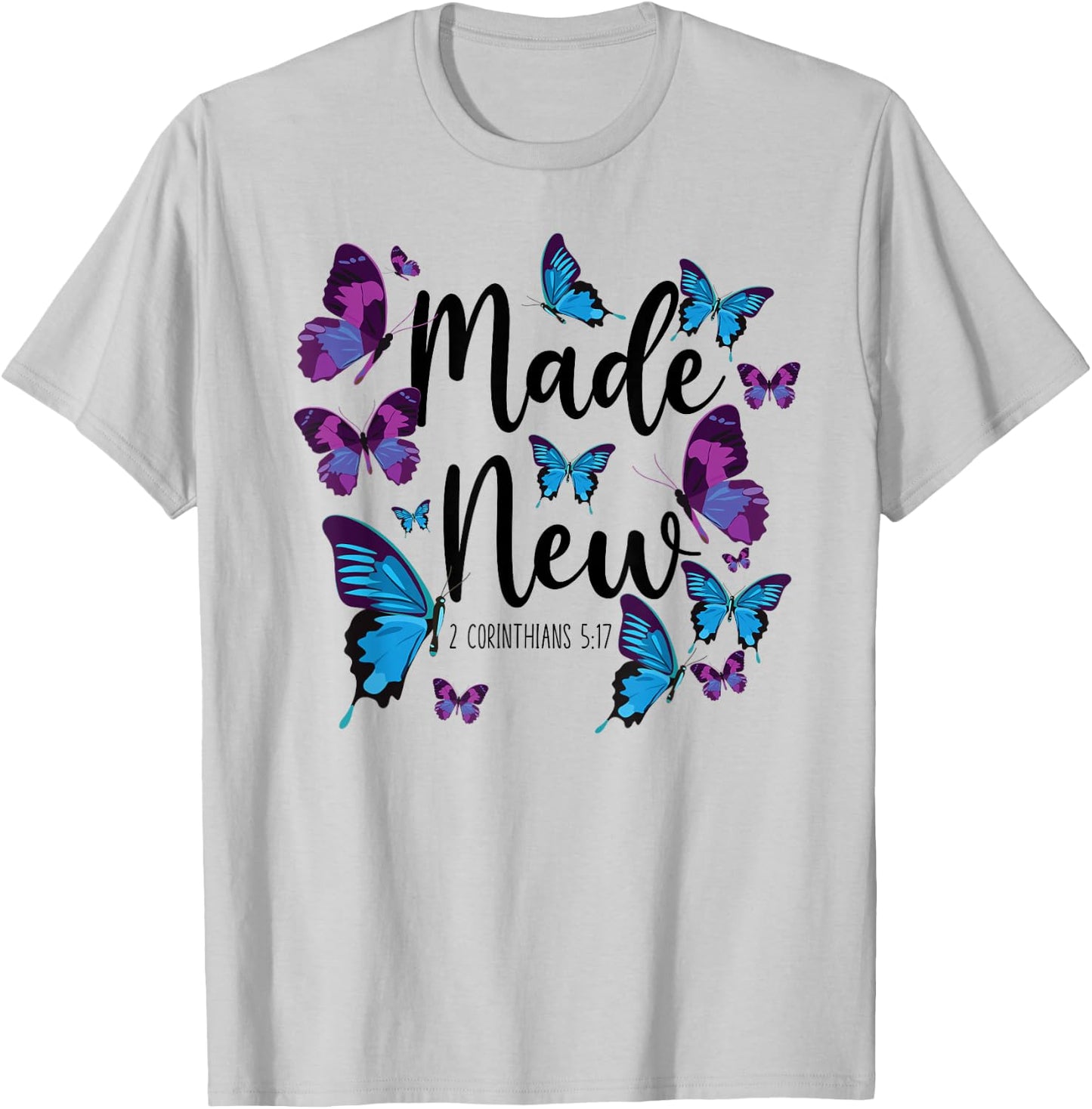 Christian Bible Verse Quote Butterfly 2 Corinthians 5:17 T-Shirt - T-Shirt | Ash