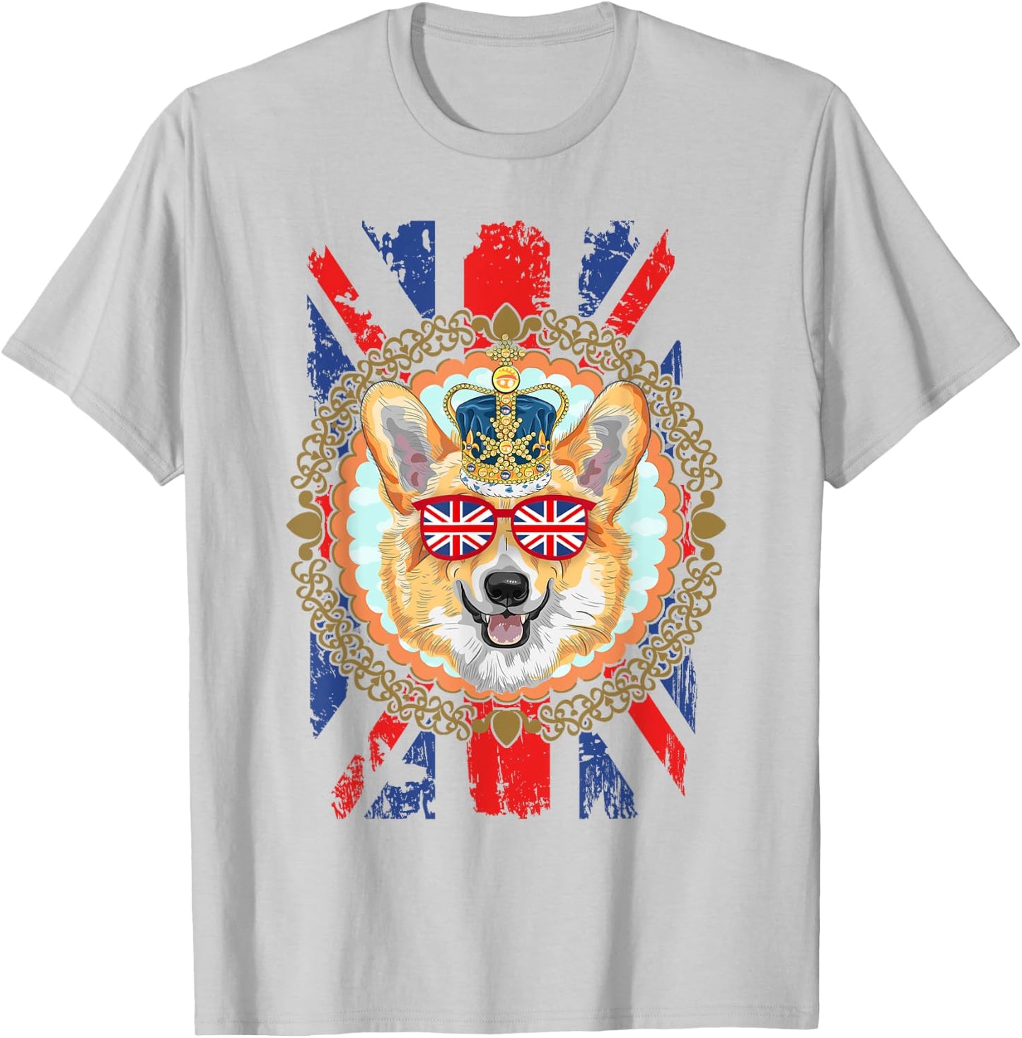 Novelty Union Jack Flag With Corgi For Kids & British Expats T-Shirt - T-Shirt | Ash