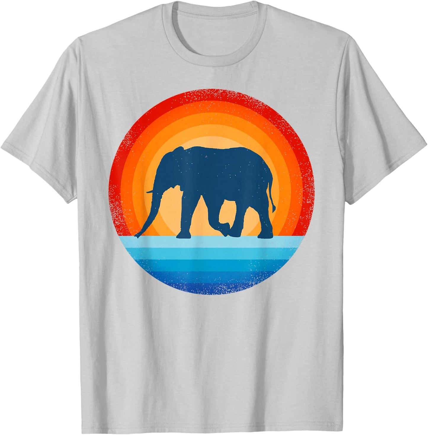 Elephant Retro Vintage 70s Sunset Mammal Animal Men Women T-Shirt - T-Shirt | Ash