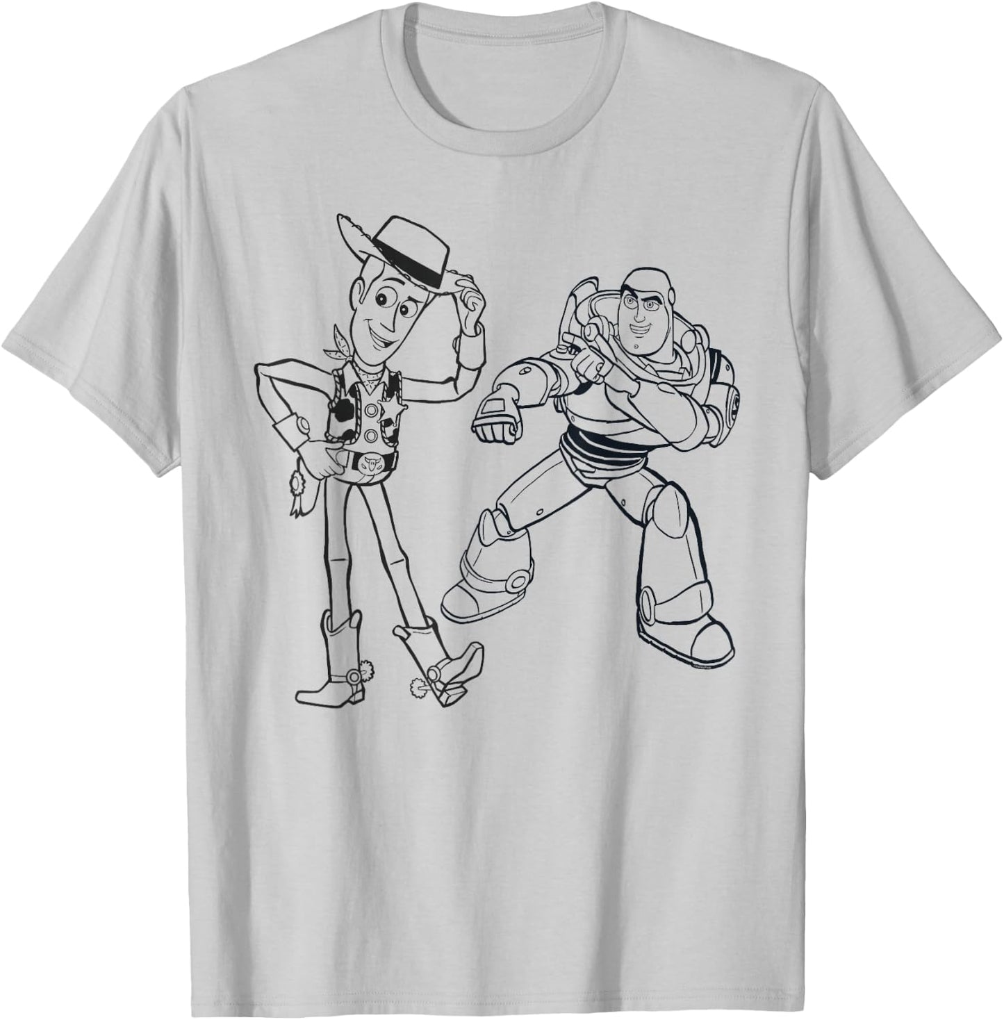 Disney PIXAR Toy Story Woody & Buzz Lightyear Sketch Book T-Shirt - T-Shirt | Ash