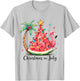 Christmas in July Watermelon Tree Flamingo Palm Tropical T-Shirt - T-Shirt | Ash