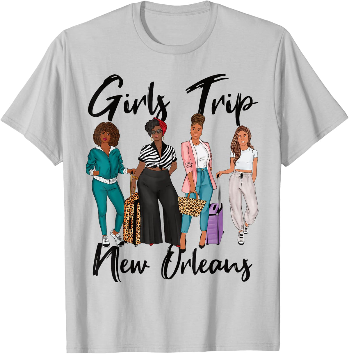 Girls Trip New Orleans For Melanin Afro Black Women T-Shirt - T-Shirt | Ash