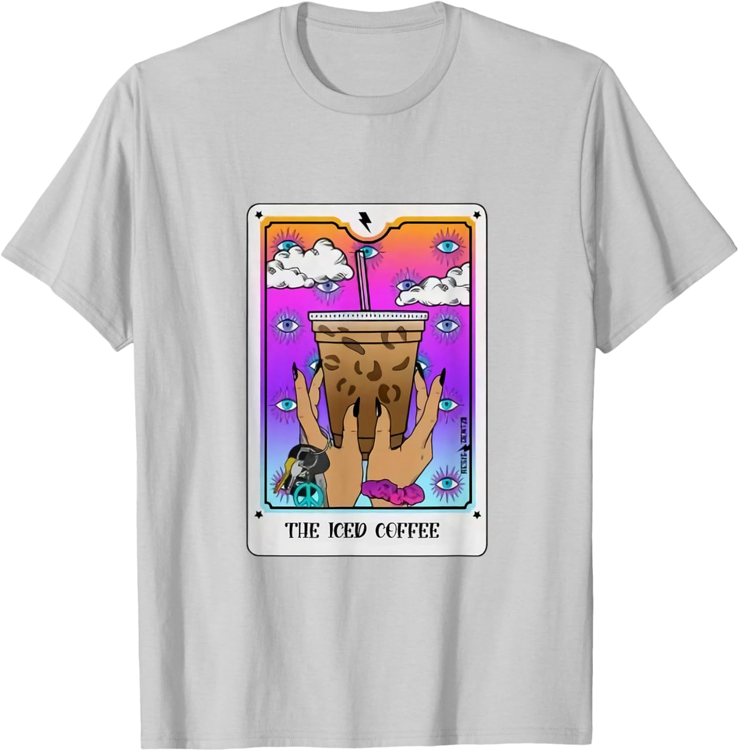The Iced Coffee Tarot Card Funny Iced Coffee Lover Witchy T-Shirt - T-Shirt | Ash