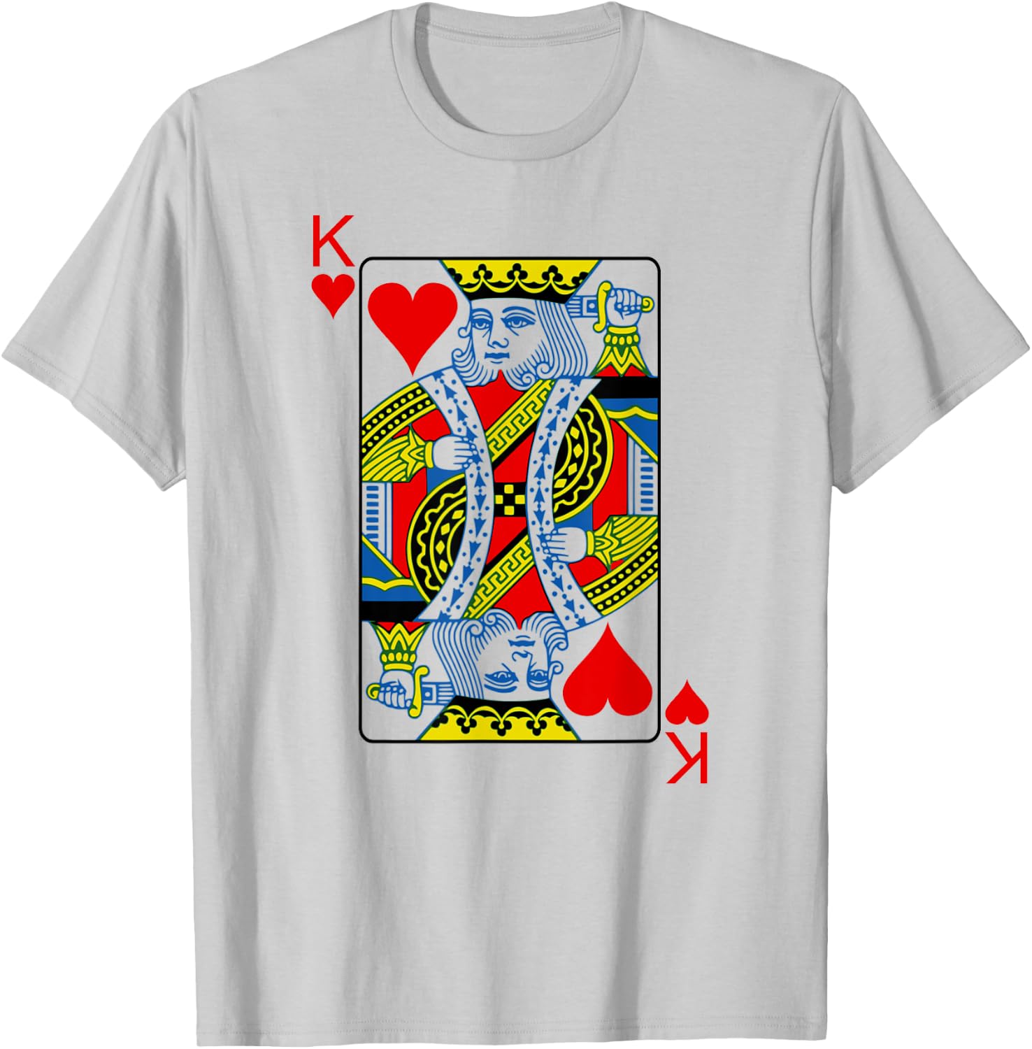 King Of Hearts Playing Cards Poker T-Shirt - T-Shirt | Ash