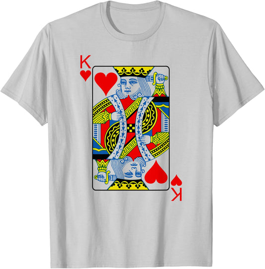 King Of Hearts Playing Cards Poker T-Shirt - T-Shirt | Ash