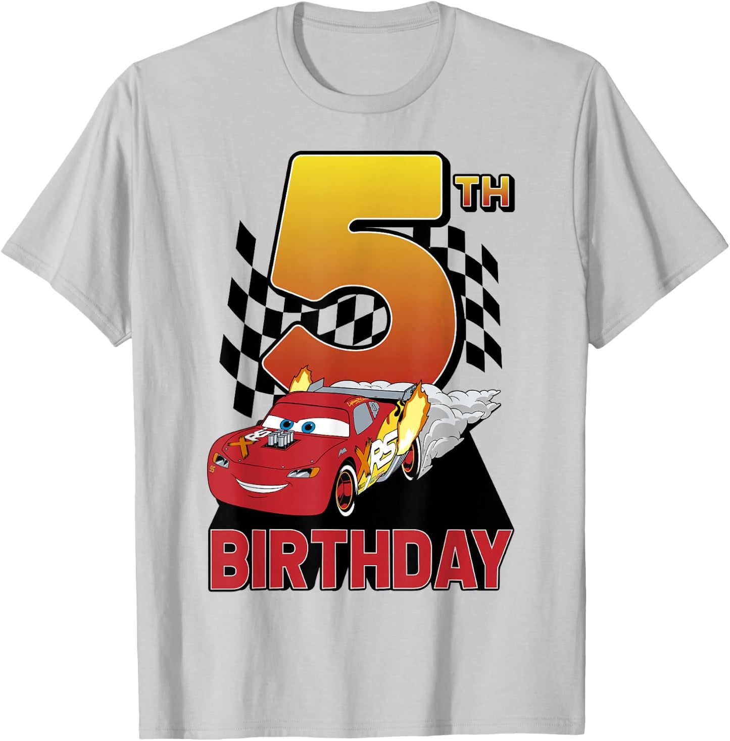 Disney Pixar Cars Lightning McQueen 5th Birthday Peel Out Small T-Shirt - T-Shirt | Ash