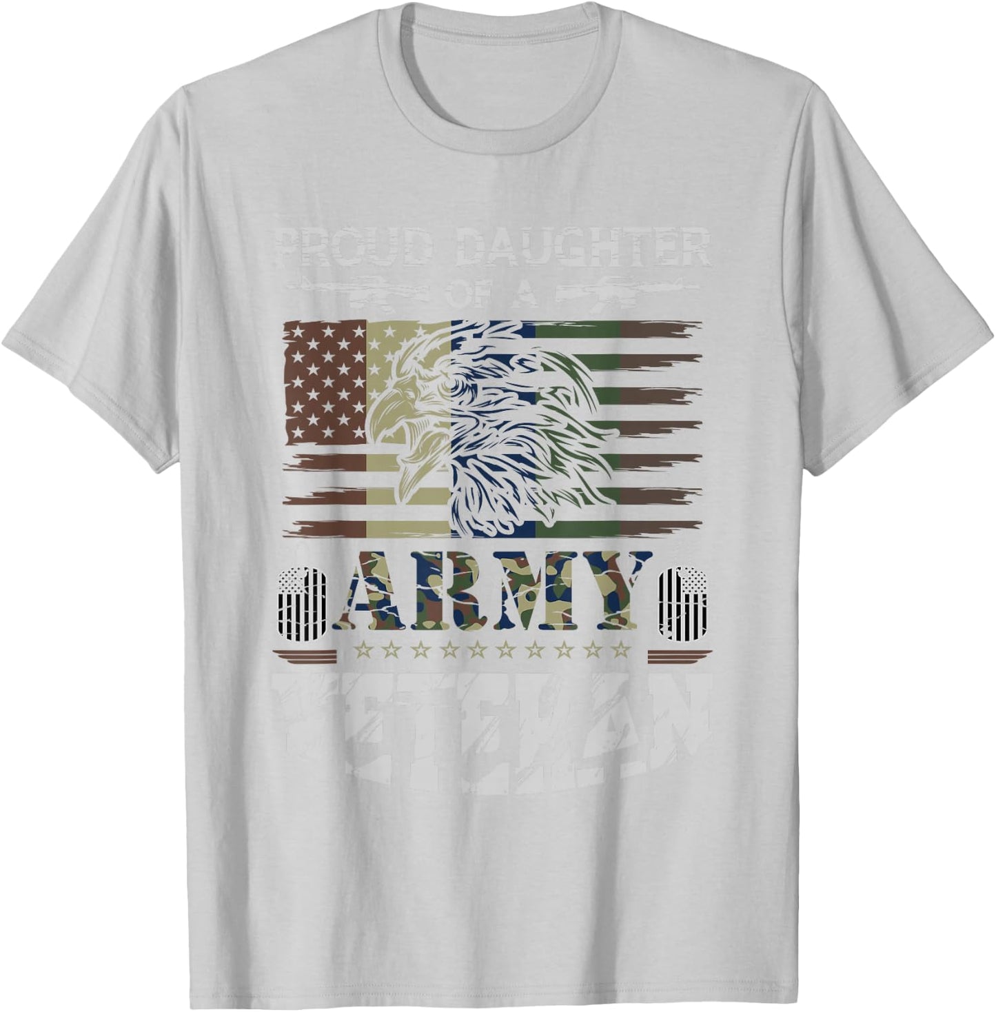 Distressed American Flag Proud Daughter Of A Army Veteran T-Shirt - T-Shirt | Ash