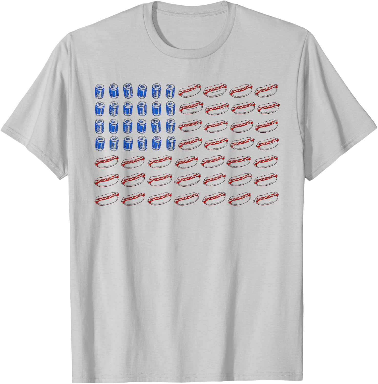 Hot Dog American Flag 4th of July T-Shirt - T-Shirt | Ash