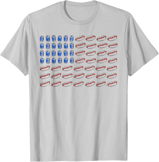 Hot Dog American Flag 4th of July T-Shirt - T-Shirt | Ash
