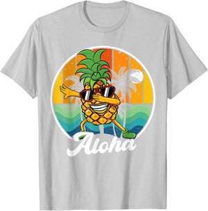 Hawaiian-Shirt Aloha Dabbing Pineapple Kids Boy Men Hawaii T-Shirt - T-Shirt | Ash