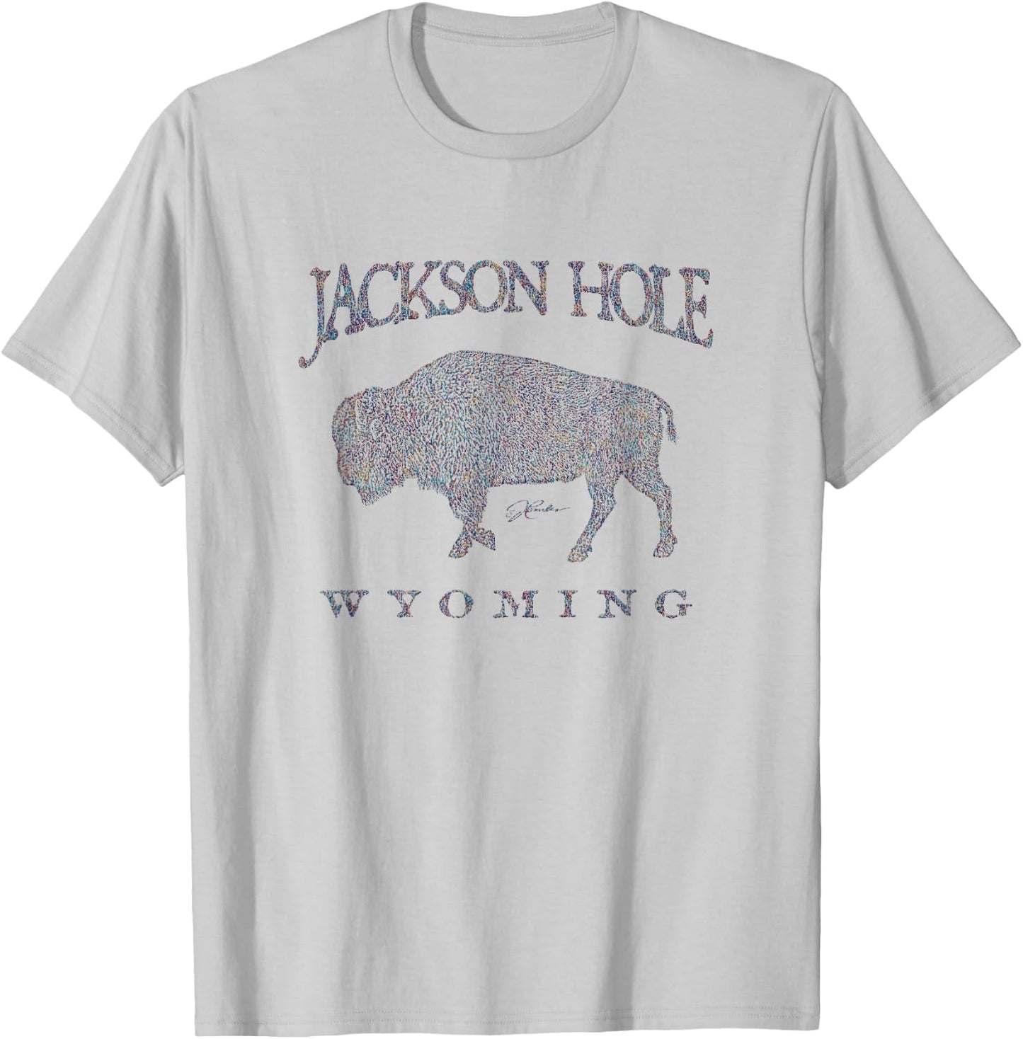 JCombs: Jackson Hole, WY, Walking Bison T-Shirt - T-Shirt | Ash