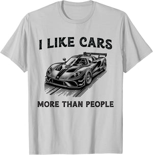 Funny Car Lover Present I like Cars more than People T-Shirt - T-Shirt | Ash