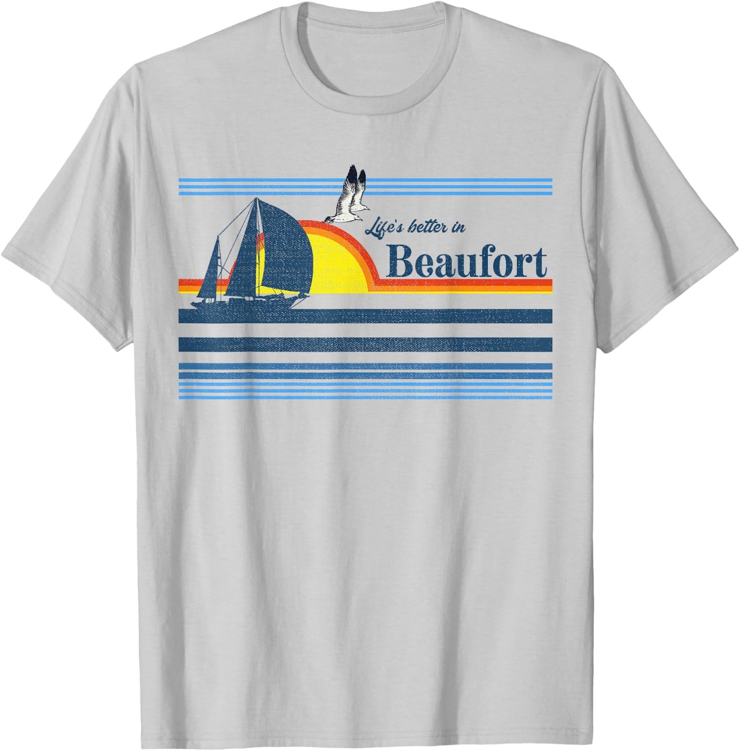Beaufort North South Carolina NC SC Gift Beach Retro Vintage T-Shirt - T-Shirt | Ash