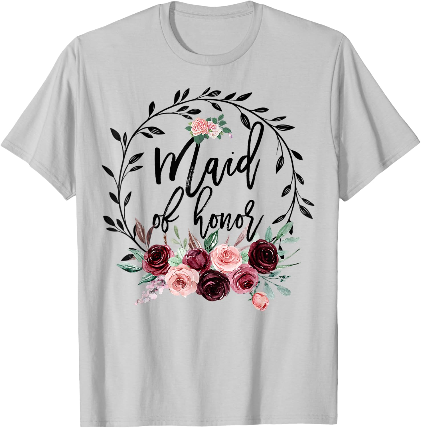 Flower Maid of Honor Shower Wedding Bachelorette Party Cute T-Shirt - T-Shirt | Ash
