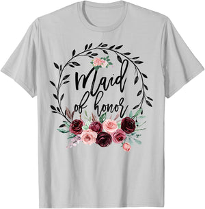 Flower Maid of Honor Shower Wedding Bachelorette Party Cute T-Shirt - T-Shirt | Ash