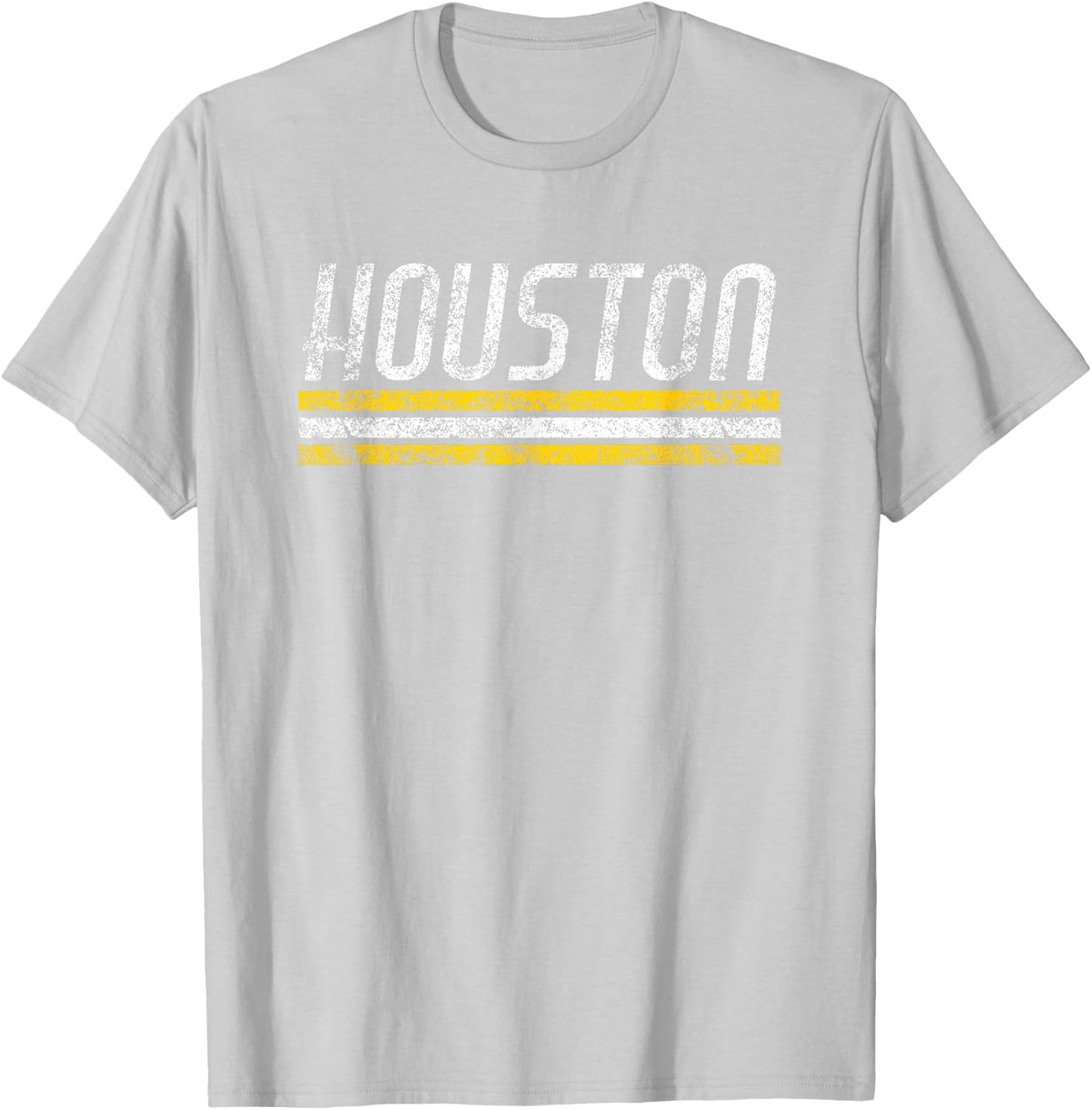 Houston Texas Retro Vintage Weathered Stripe Throwback T-Shirt - T-Shirt | Ash