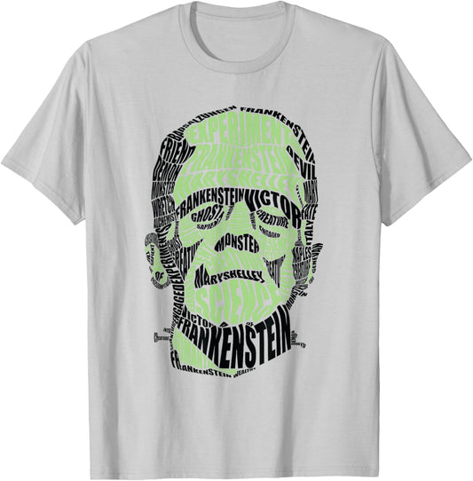 Calligram Frankenstein Lover Halloween Costume Gift T-Shirt - T-Shirt | Ash