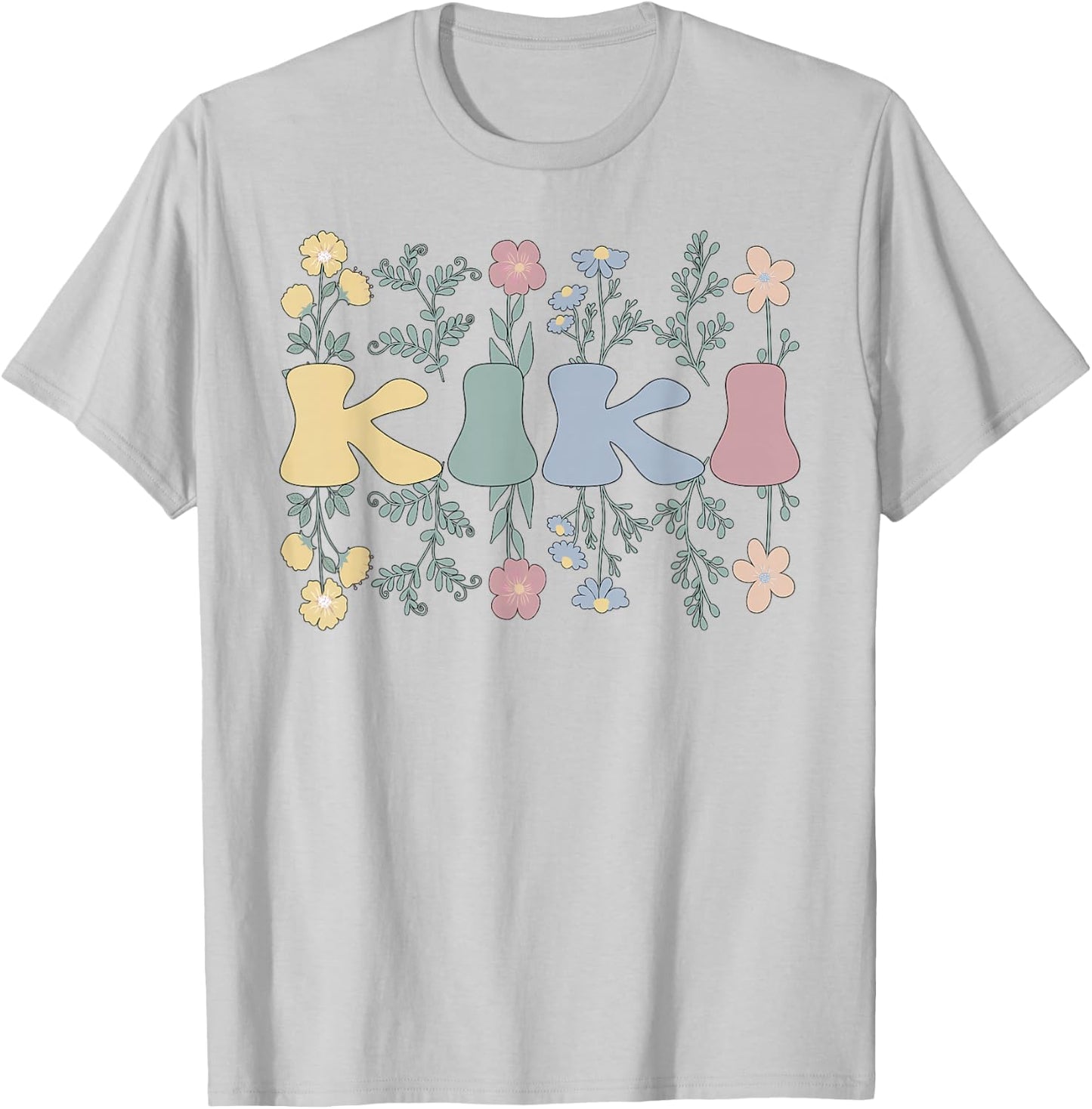 Groovy Kiki Grandmother Flowers Kiki Grandma T-Shirt - T-Shirt | Ash