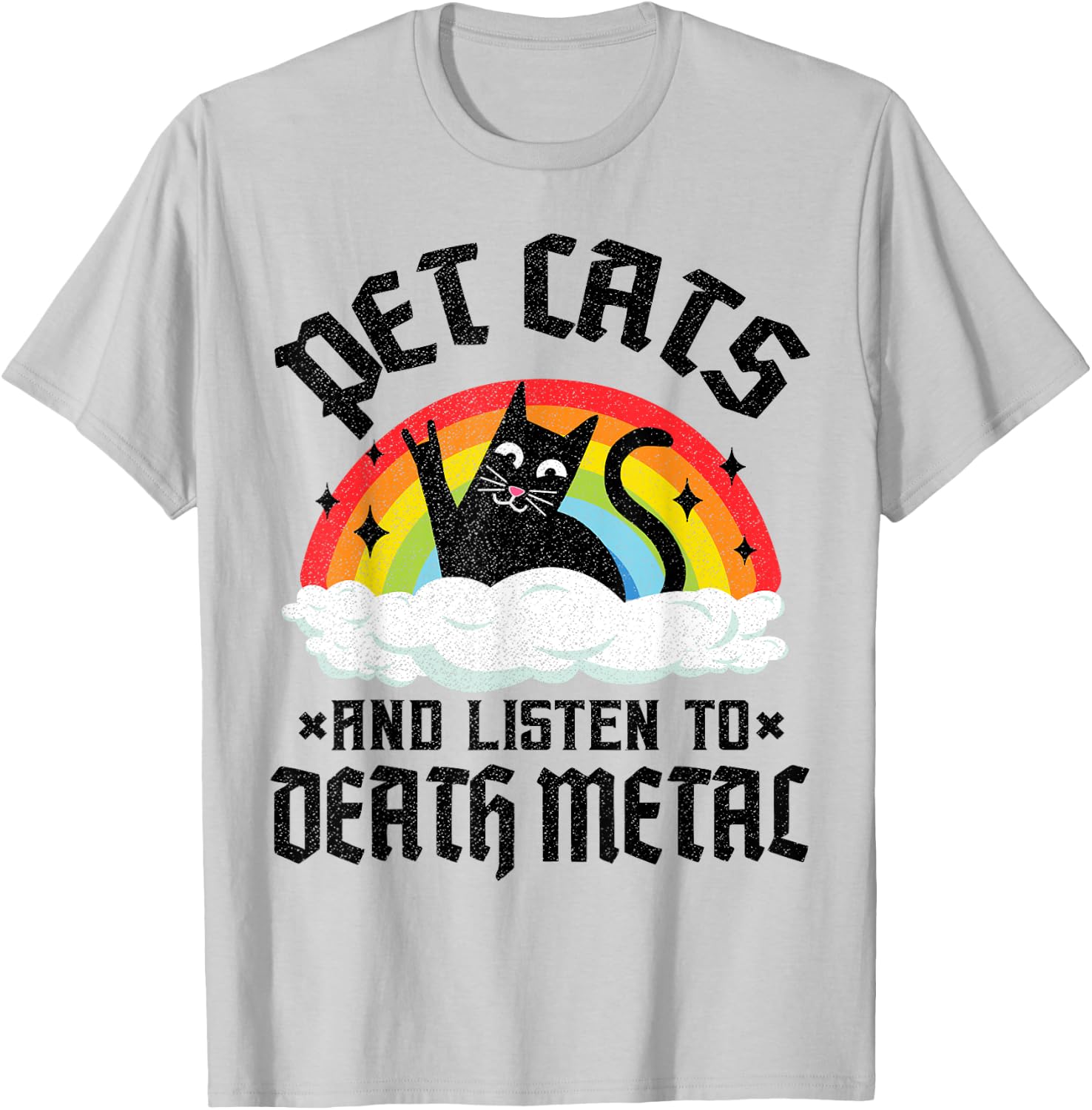 Pet Cats And Listen To Death Metal Kids Goth Heavy Metal T-Shirt - T-Shirt | Ash