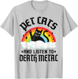 Pet Cats And Listen To Death Metal Kids Goth Heavy Metal T-Shirt - T-Shirt | Ash