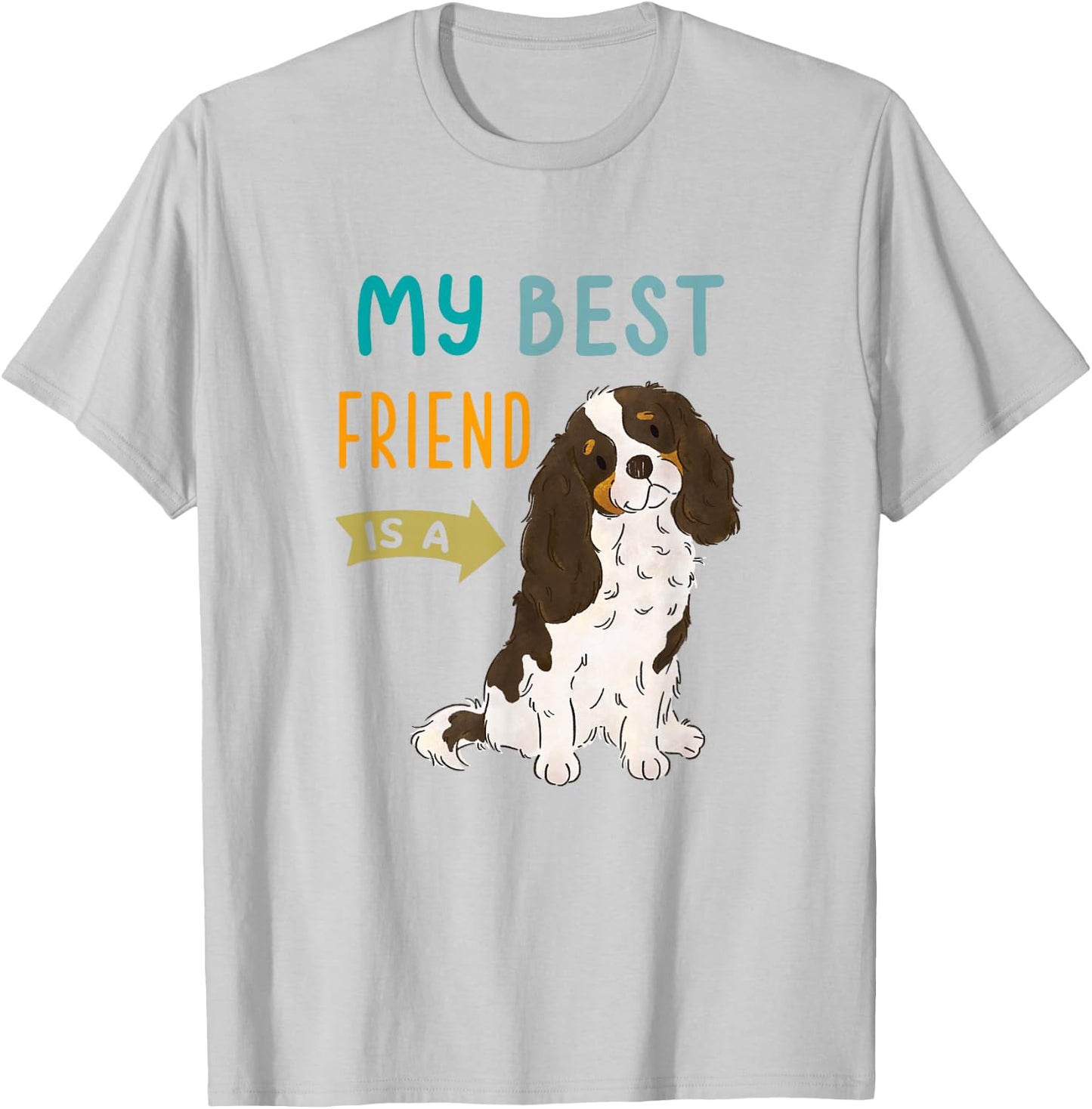 My Best Friend is a Tri Color Cavalier King Charles Spaniel T-Shirt - T-Shirt | Ash