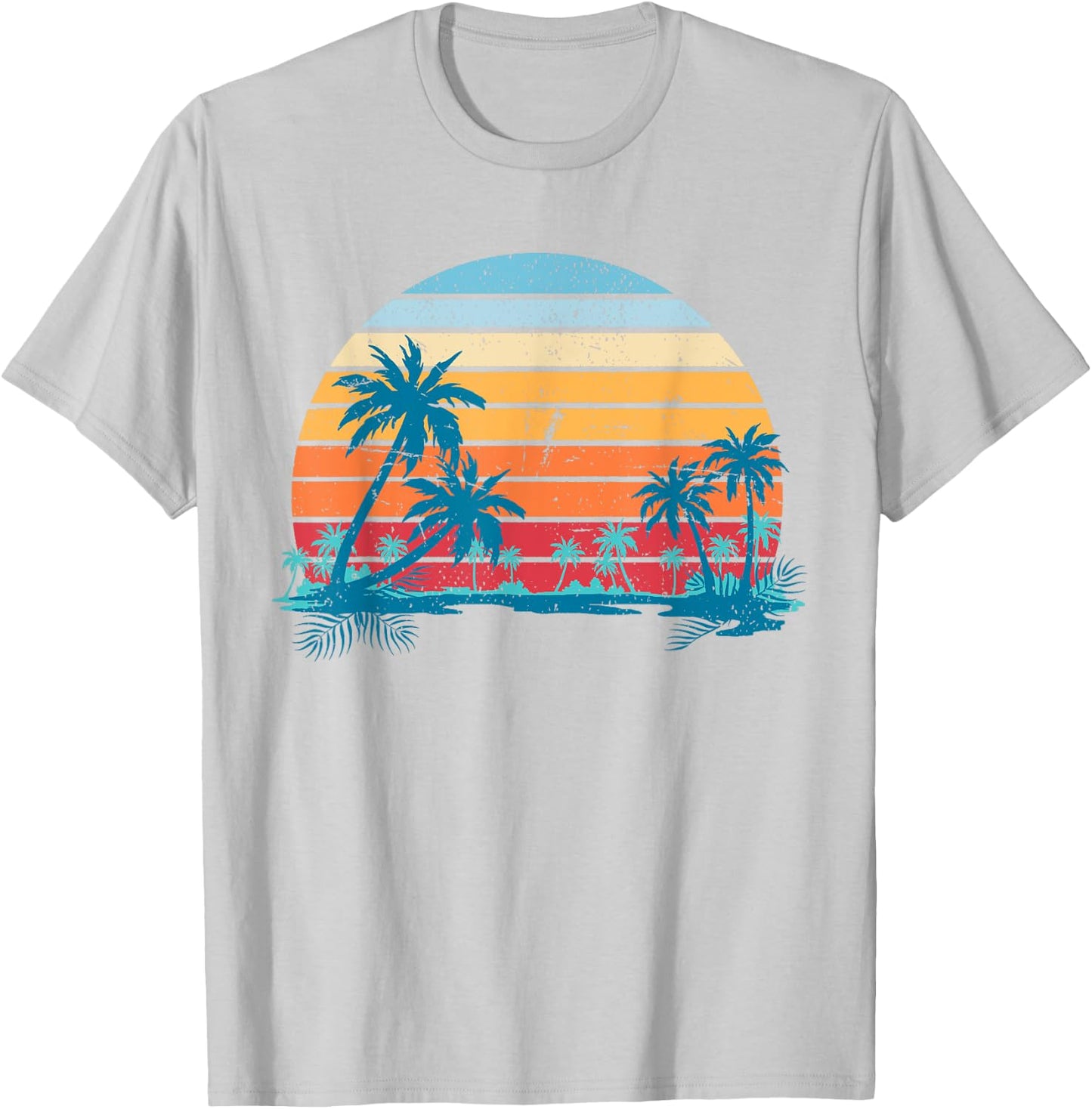 Sunset Beach Palms Summer Vibes Retro Tropical Summer Men Women Girls Kids T-Shirt - T-Shirt | Ash