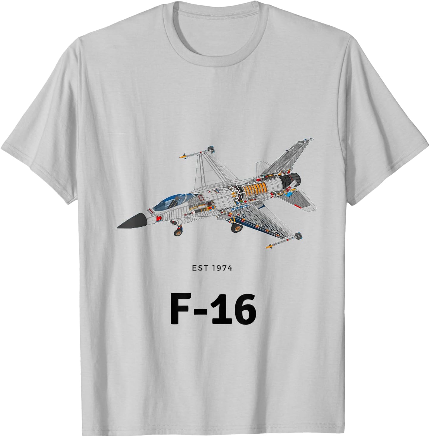 F-16 Fighter Pilot Jet Plane War Plane T Shirt T-Shirt - T-Shirt | Ash