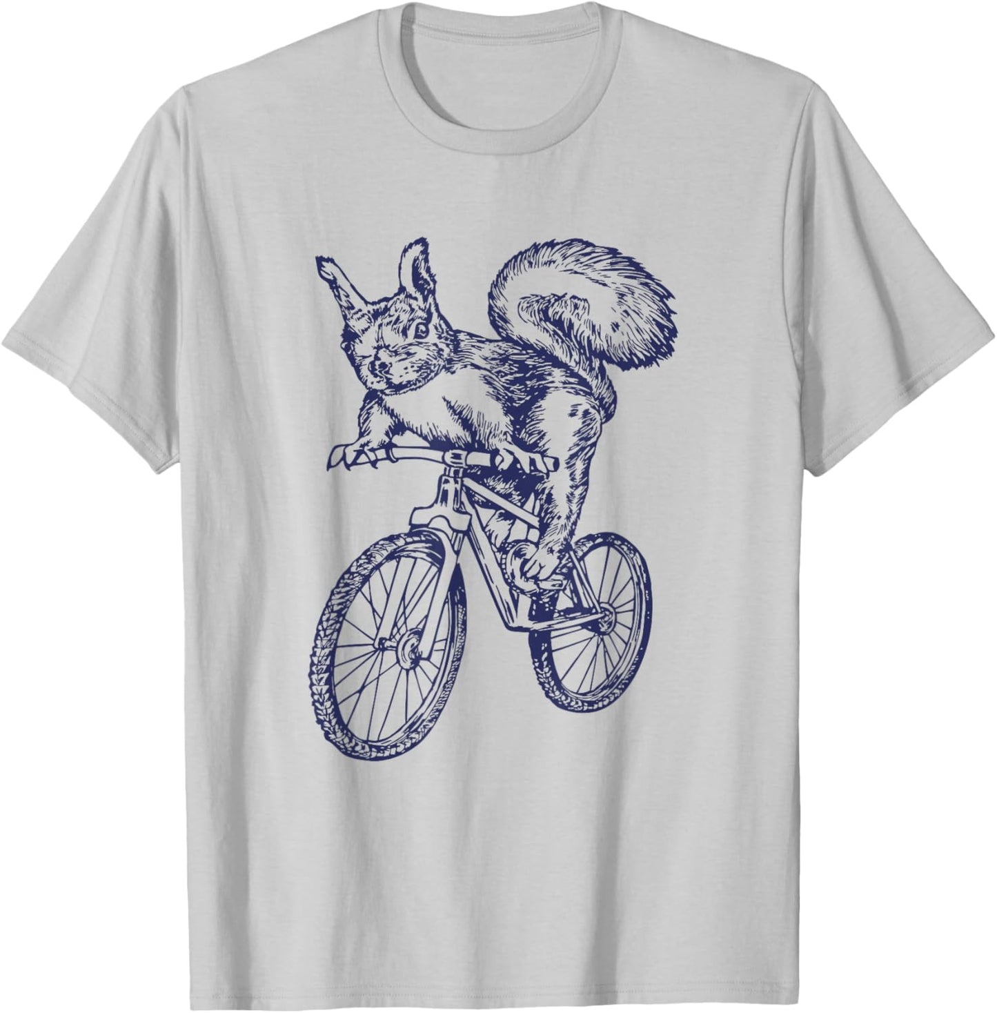 Squirrel Riding Bike Funny Animal Biker Cycling Bicycle T-Shirt - T-Shirt | Ash
