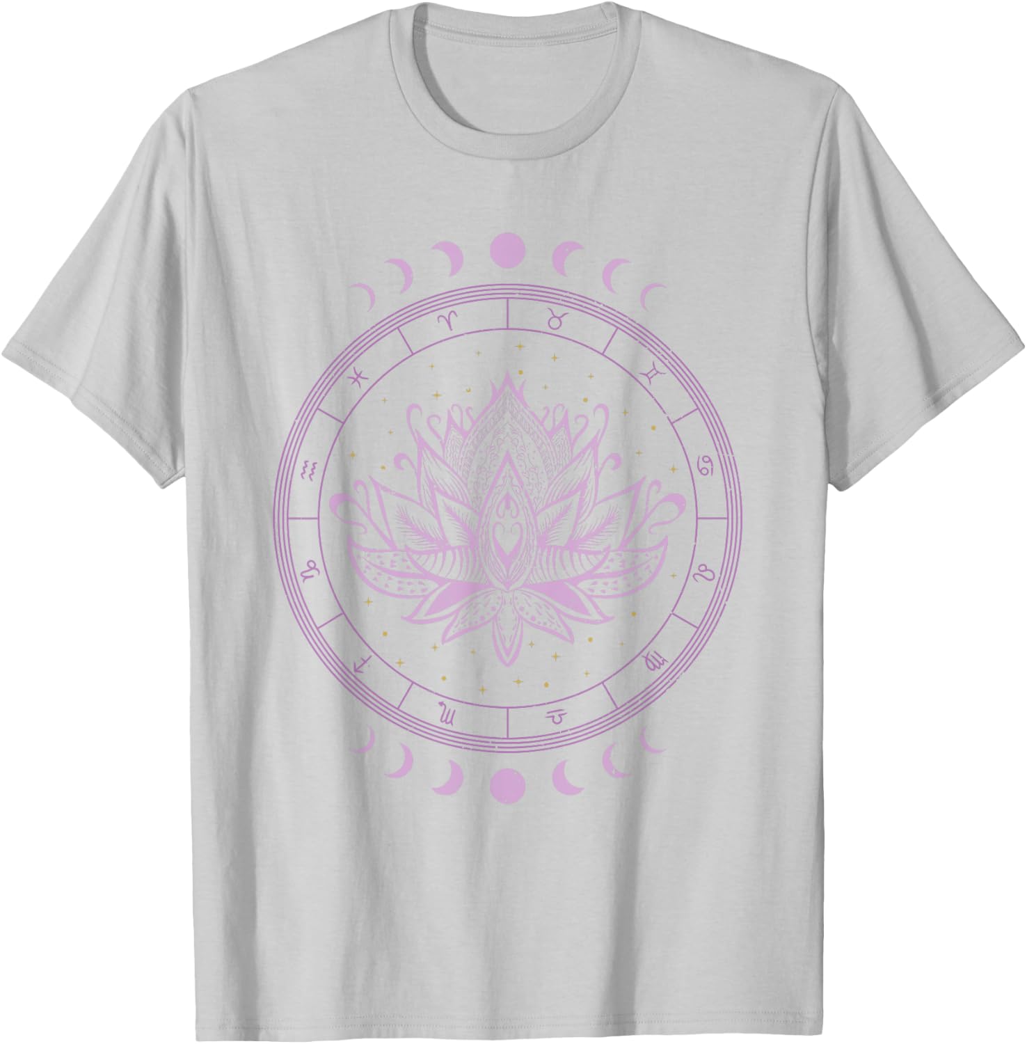 Spiritual Bohemian Yoga Astrology Zodiac Signs Lotus Flower T-Shirt - T-Shirt | Ash