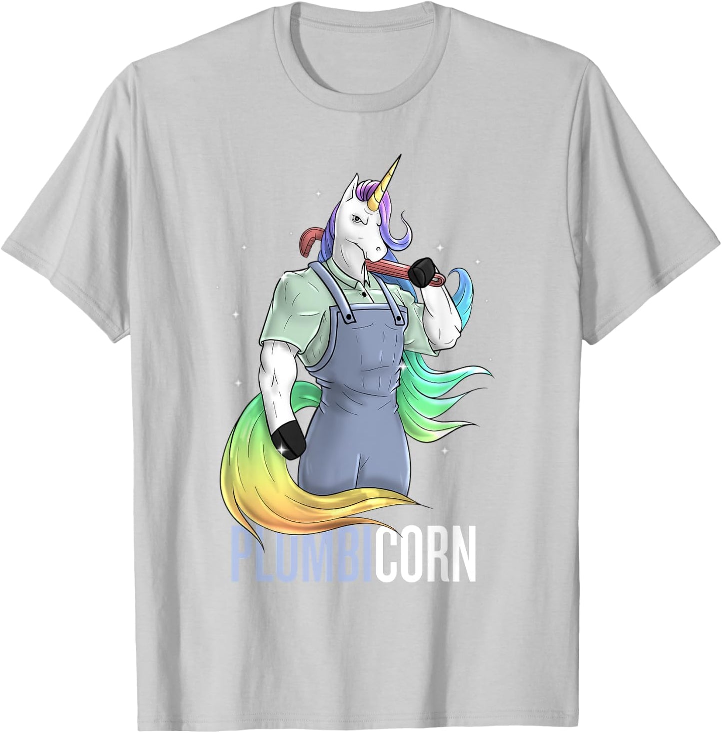 Plumber Unicorn Plumbicorn Plumbing Pun Handyman Funny T-Shirt - T-Shirt | Ash