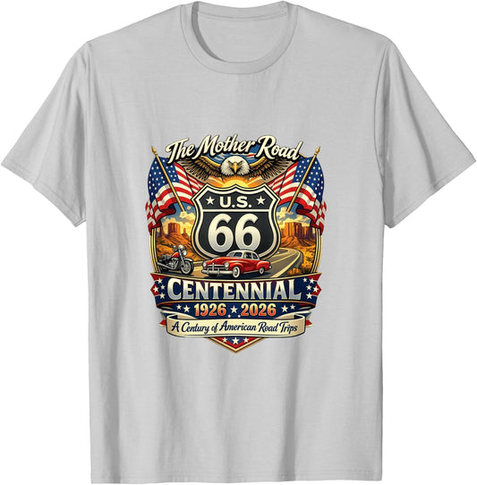 Vintage Highway 66 100 Year Anniversary Centennial Souvenir T-Shirt - T-Shirt | Ash