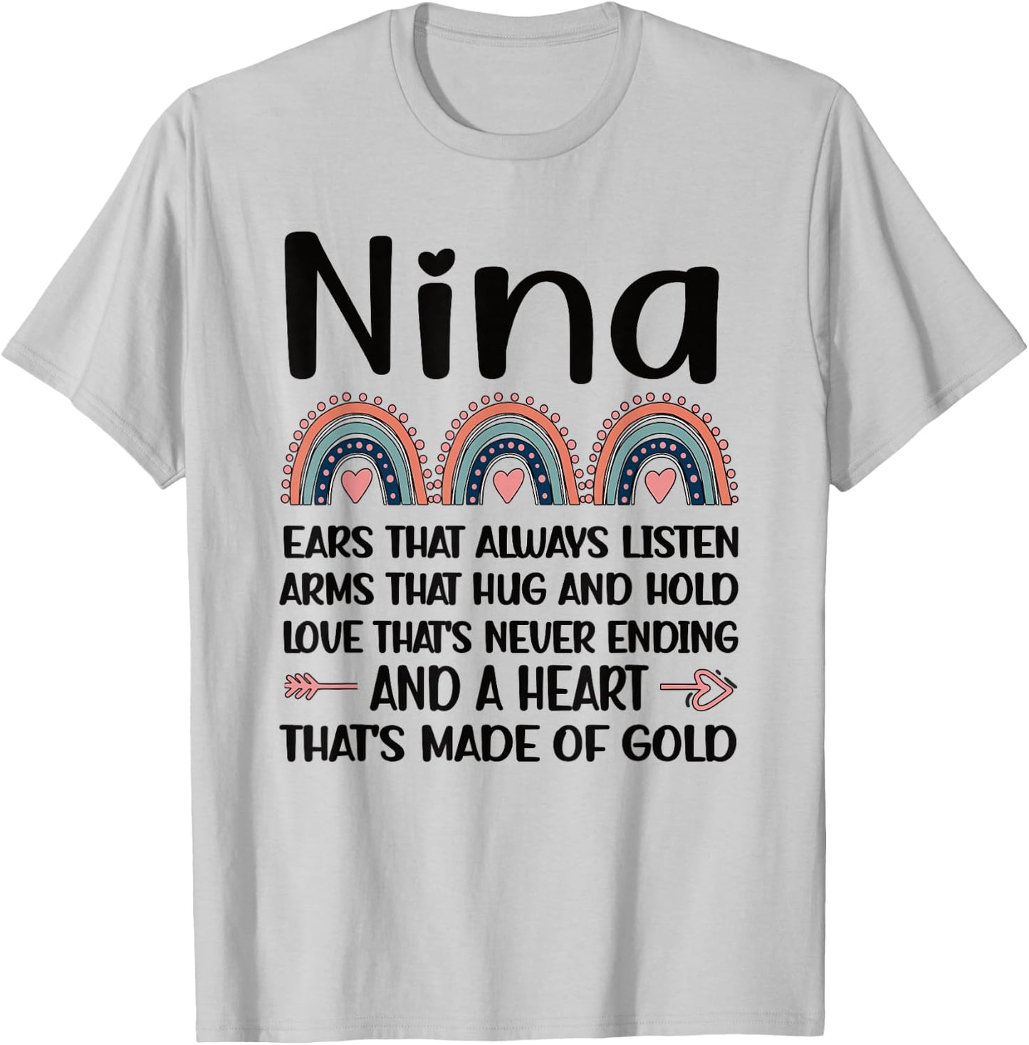 Nina Grandmother Appreciation Nina Grandma Rainbow T-Shirt - T-Shirt | Ash