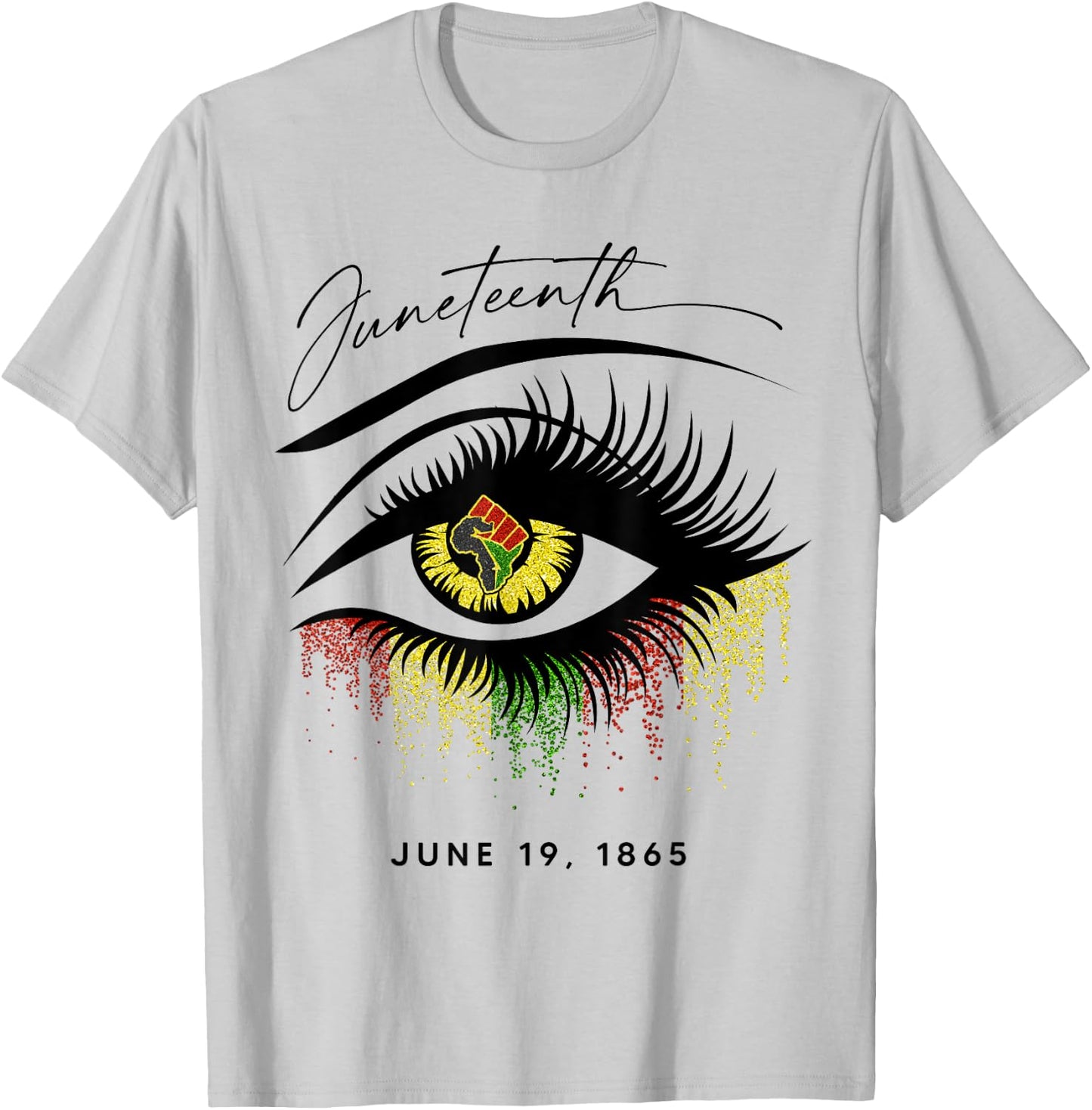 Juneteenth Eyelash African Eyes Beautiful T-Shirt - T-Shirt | Ash