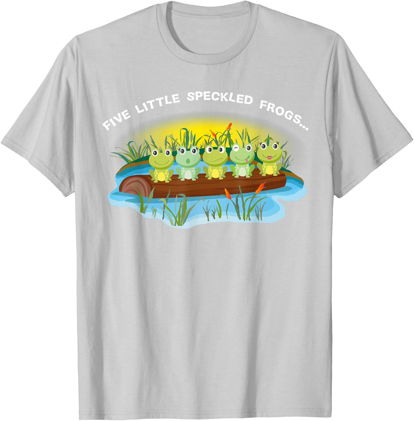 Five Little Speckled Frog unique Nursery Rhyme Green T-Shirt - T-Shirt | Ash