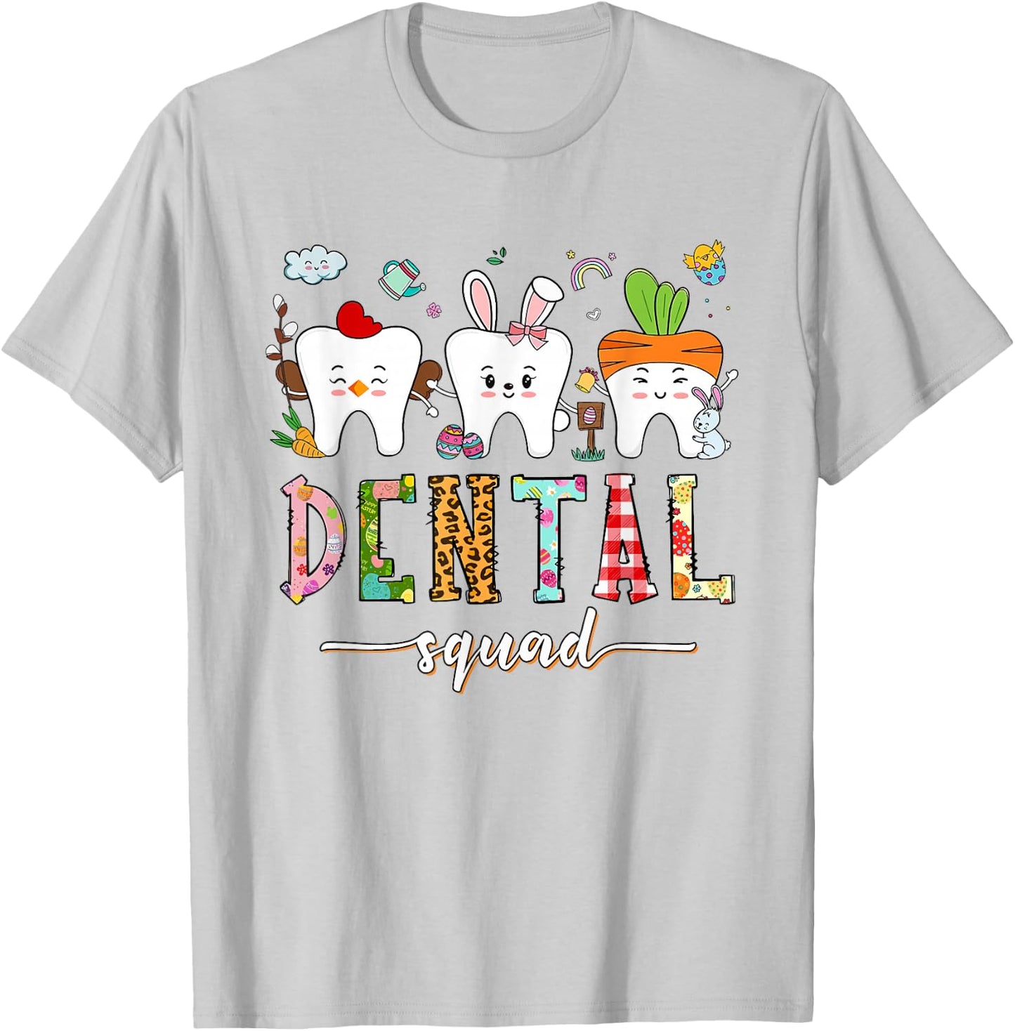 Dental Squad Easter Day Funny Tooth Dental Assistant Dentist T-Shirt - T-Shirt | Ash