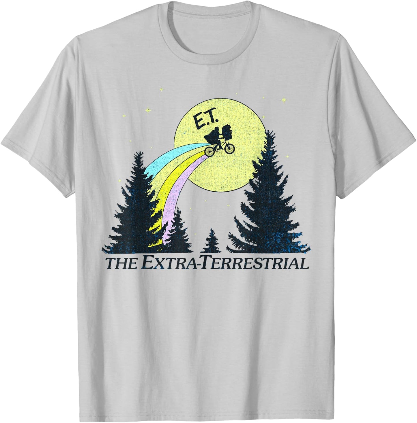 E.T. The Extra-Terrestrial Rainbow Bike Trail Sketch T-Shirt - T-Shirt | Ash