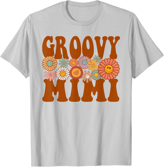 Retro Groovy Mimi Matching Family 1st Birthday Party T-Shirt - T-Shirt | Ash