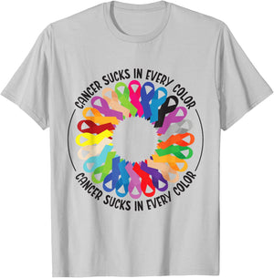 Cancer Sucks In Every Color Fighter | Funk Cancer T-Shirt - T-Shirt | Ash