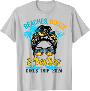 Girls Trip 2024 For Weekend Beaches Booze And Besties T-Shirt - T-Shirt | Ash