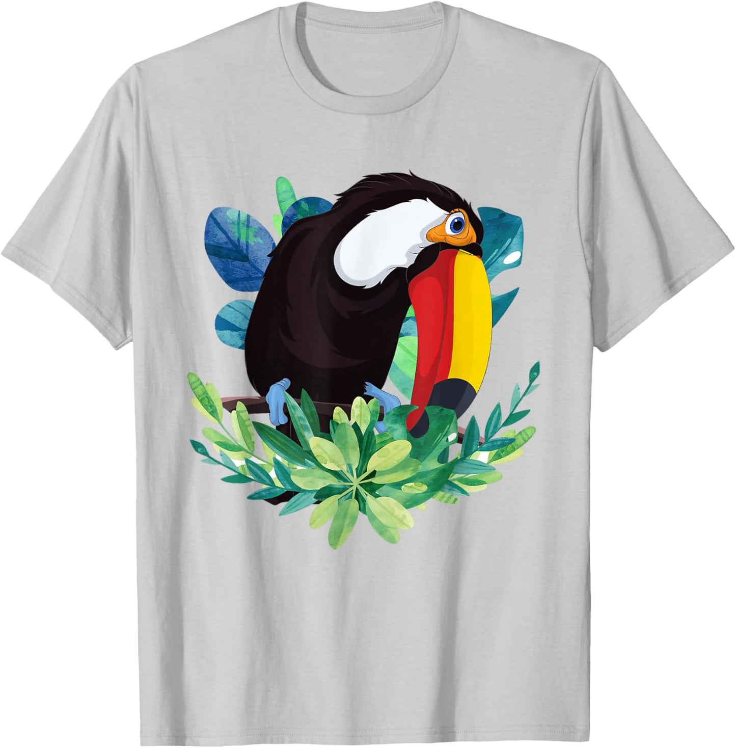 Tropical Flowers Exotic Bird Animal Lover Floral Toucan T-Shirt - T-Shirt | Ash