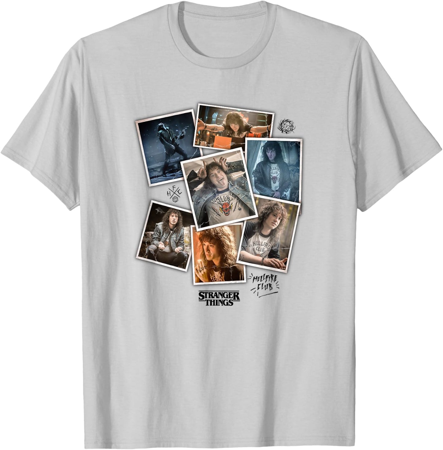 Stranger Things 4 Eddie Munson Scrapbook Photos T-Shirt - T-Shirt | Ash