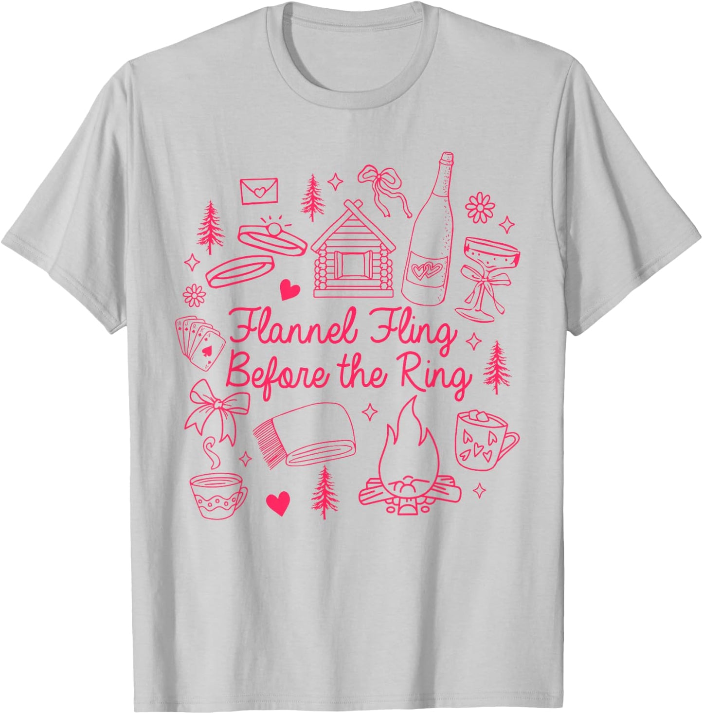 Fall Bachelorette Camping Cozy Flannel Fling Before The Ring T-Shirt - T-Shirt | Ash