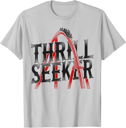 Roller Coaster Vintage Thrill Seeker T-Shirt - T-Shirt | Ash