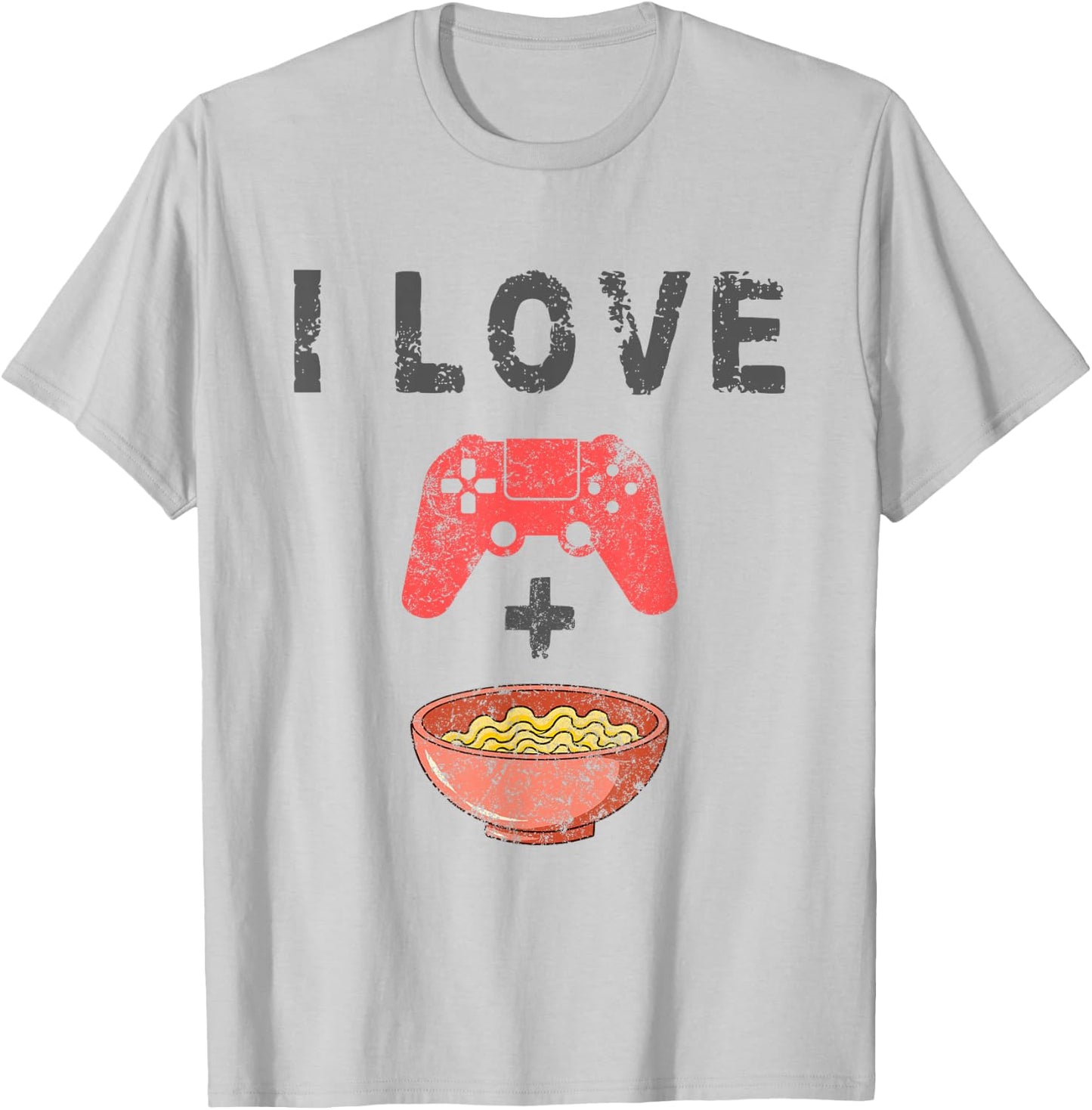 I Love Ramen and Gaming Funny Retro Noodles Gamer Small T-Shirt - T-Shirt | Ash